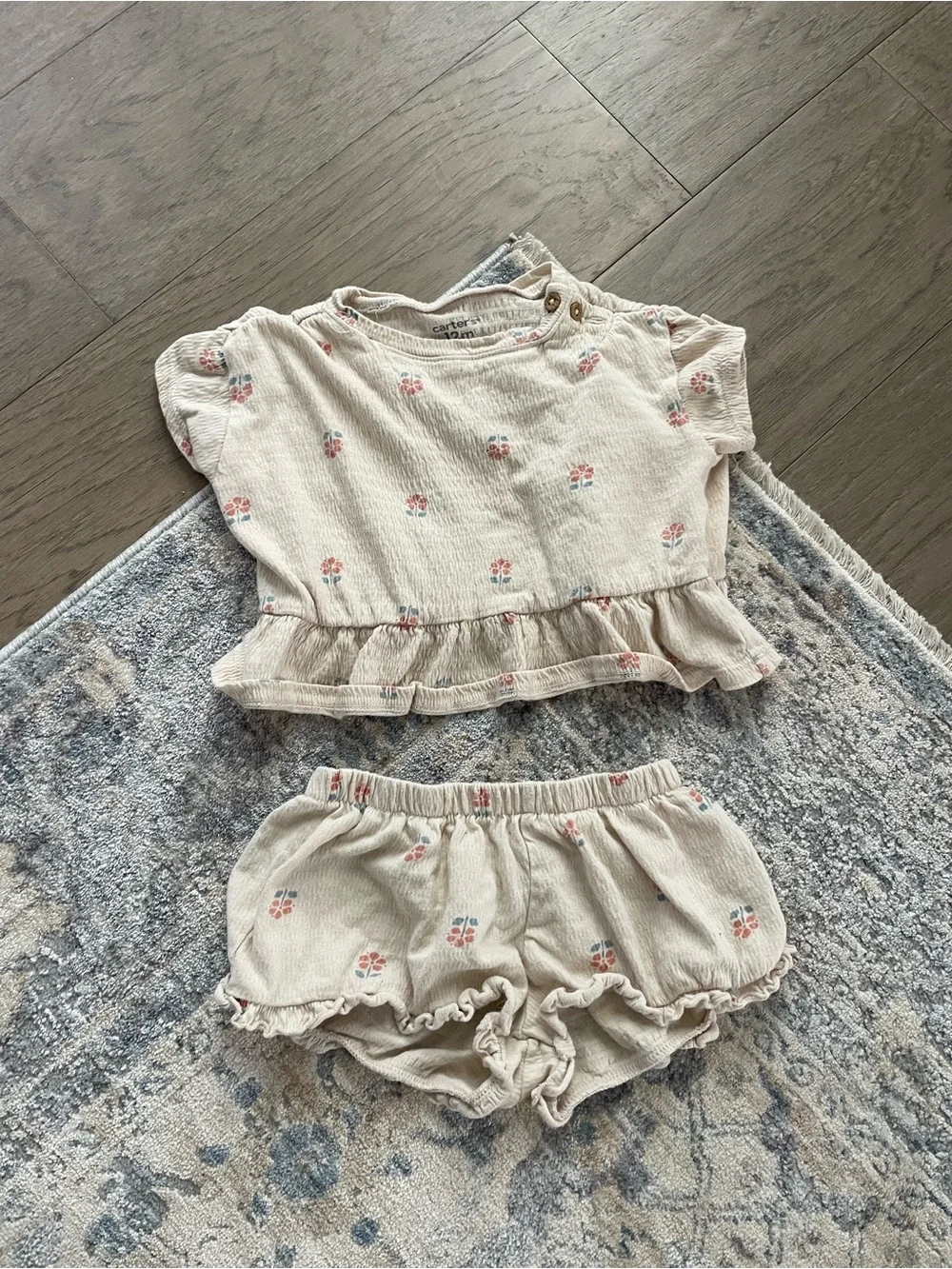 Carter's Cream Floral Ruffle Two-Piece Set